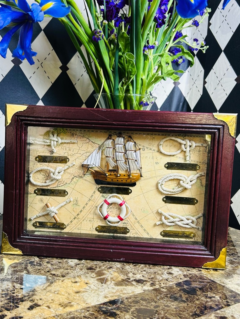 Mayflower Ship Nautical Knot Shadow Box Maritime Wall Art 13” Mancave‎ Marine